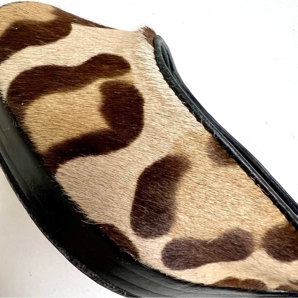 TALBOTS COLLECTION NEW leopard calf hair open toe strappy heels leather size 9M - Picture 9 of 12